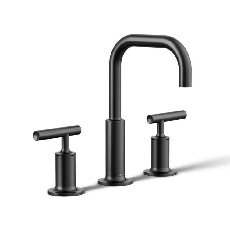 Matte Black 8.5" Ultra-Glide Ceramic Widespread Bathroom Faucet