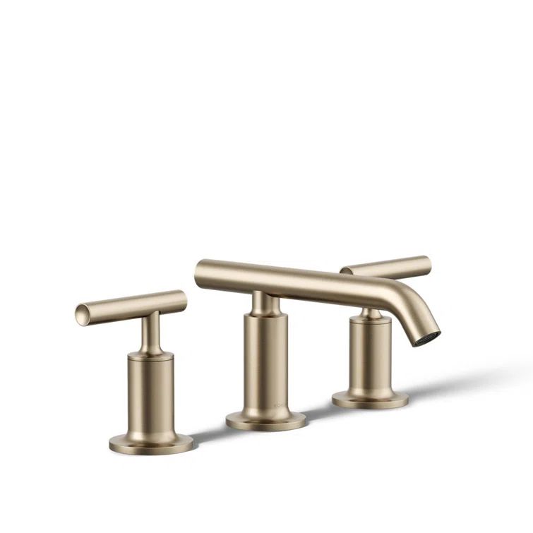Elegant Purist Double-Handle Brushed Bronze Bathroom Faucet