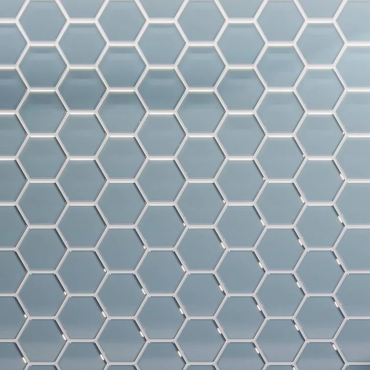 Aqua Blue Gloss 11x12 Honeycomb Glass Mosaic Tile