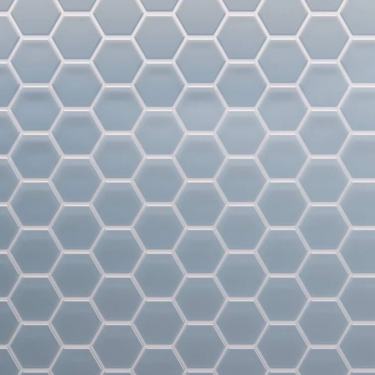 Aqua Blue Matte Glass Hexagon Mosaic Tile 11x12