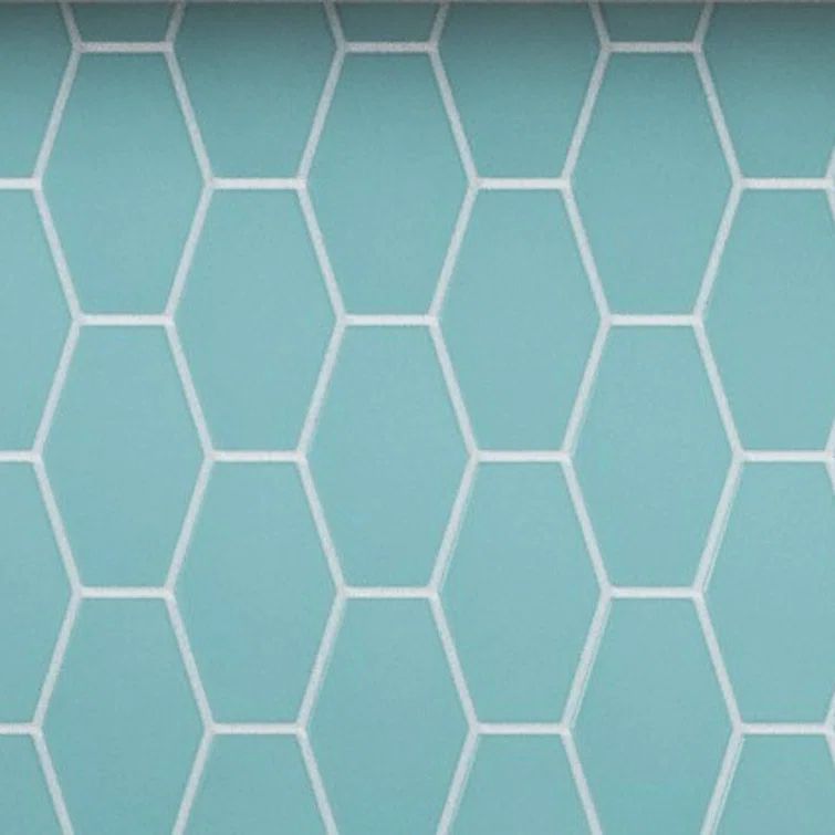 Aqua Elongated Hexagon Matte Glass Mosaic Tile