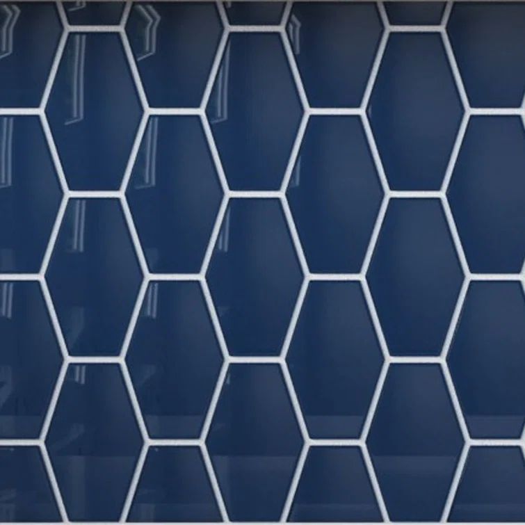 Deep Blue Glossy Glass Honeycomb Mosaic Tile 11x11