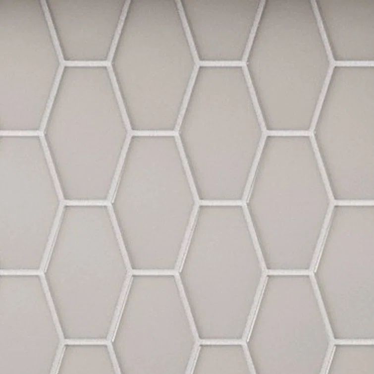 Elongated Hexagon White Matte Glass Mosaic Tile