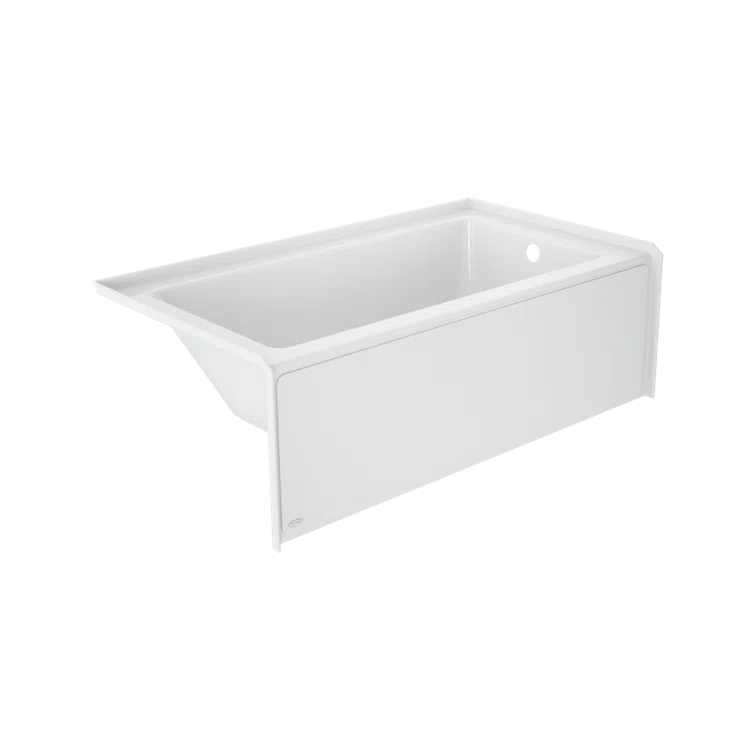 White Acrylic Rectangular Alcove Soaking Bathtub with Right Drain