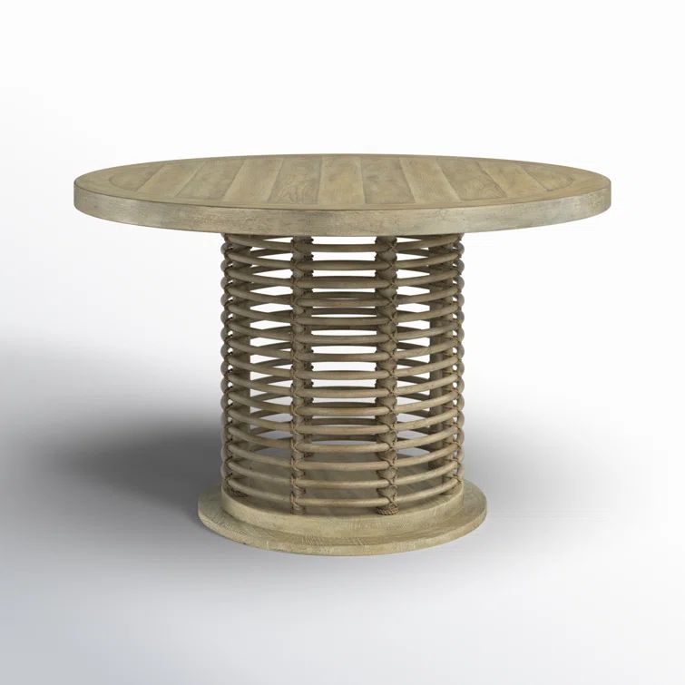 Cumberland 48" Round Beige Solid Wood & Rattan Dining Table