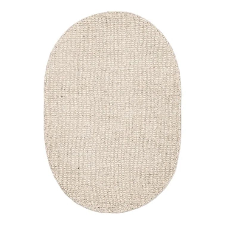 Ivory Oval Hand-knotted Wool Indoor Rug 2' x 3'