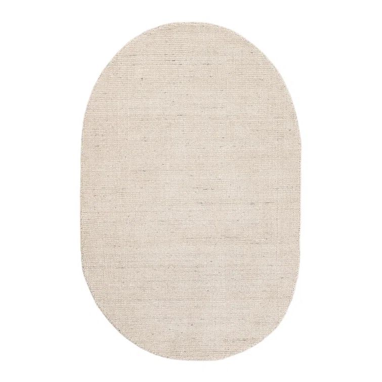 Ivory Oval Handwoven Wool Indoor Rug, 3'1" x 5'1"