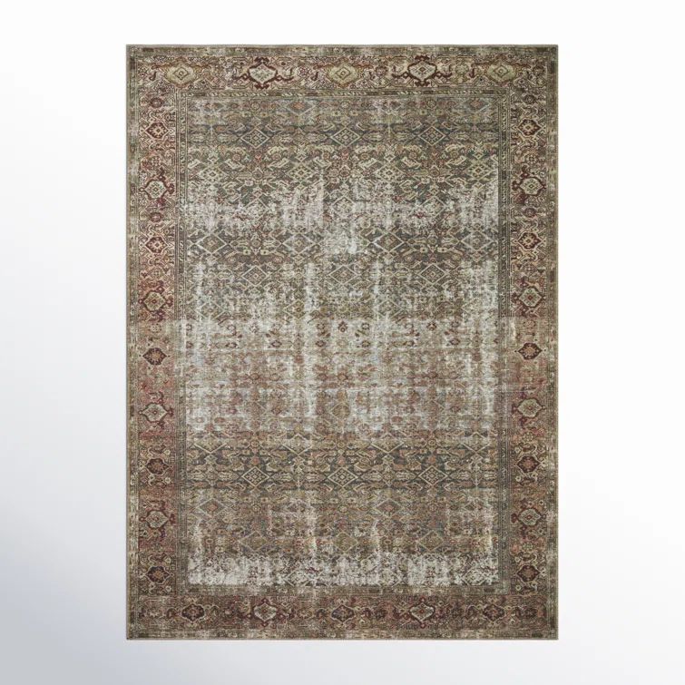 Georgie Moss and Salmon Rectangular Synthetic Area Rug