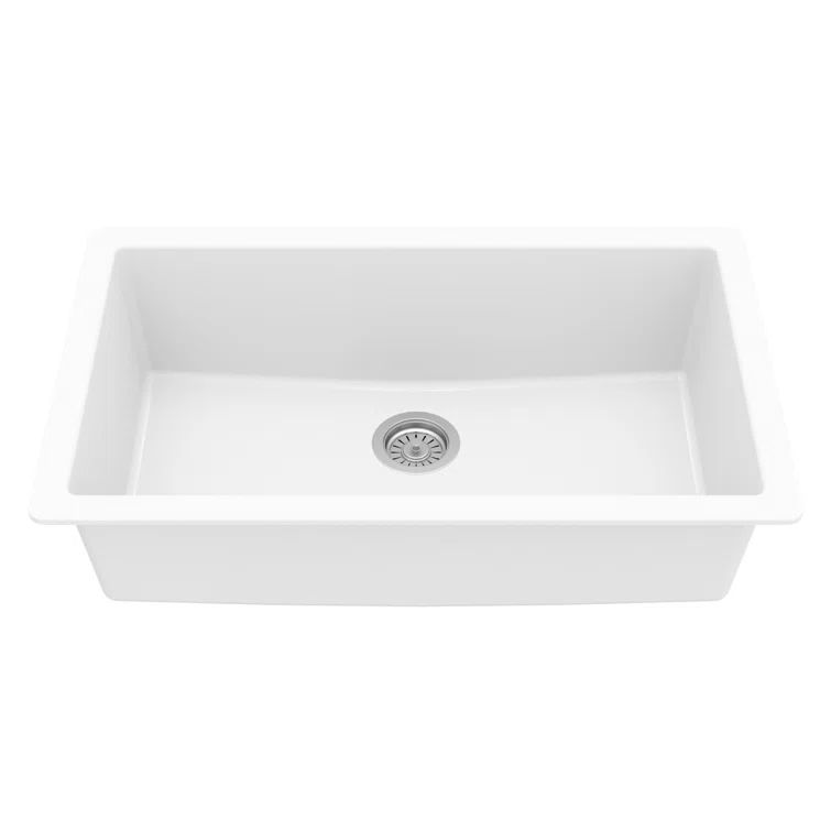 White Quartz Large Single Bowl Undermount Kitchen Sink