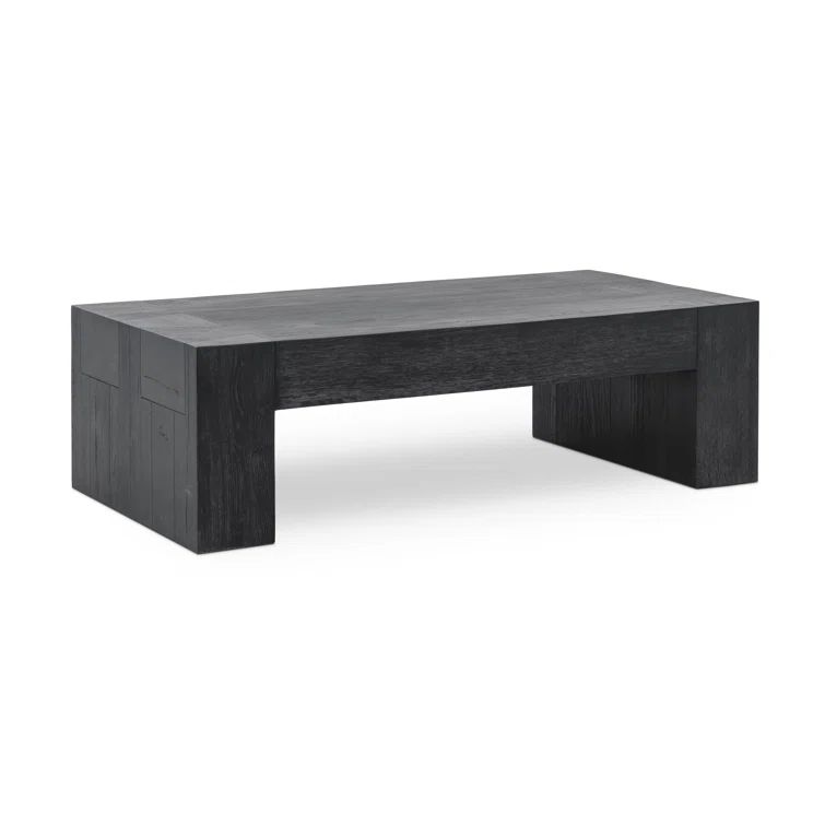 Meadow Black Rectangular Wood Coffee Table with Exposed Joinery