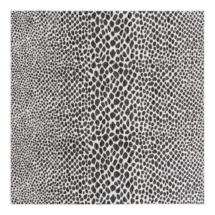 Cape Town Black and Ivory Square Synthetic Outdoor Rug