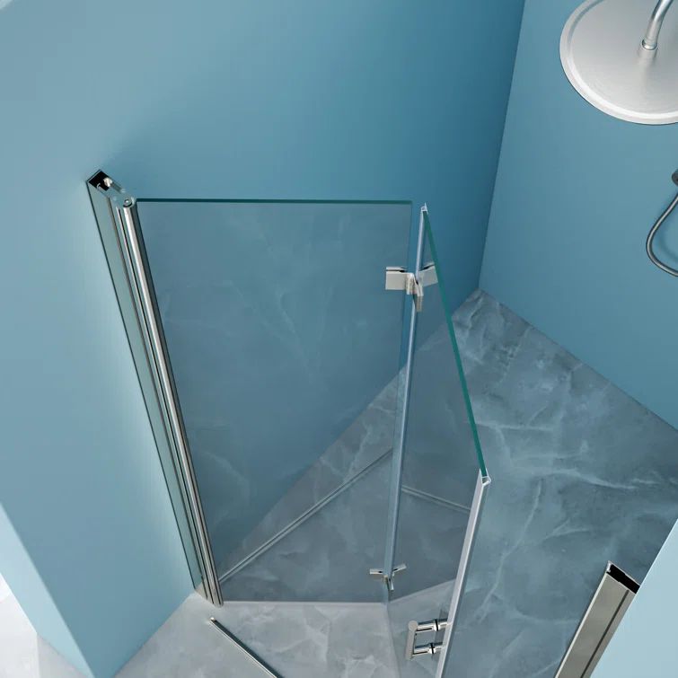 72" Frameless Bi-Fold Shower Door with Tempered Glass and Chrome Frame