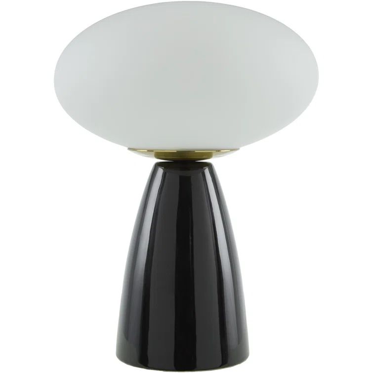 Black Ceramic Table Lamp with White Glass Shade