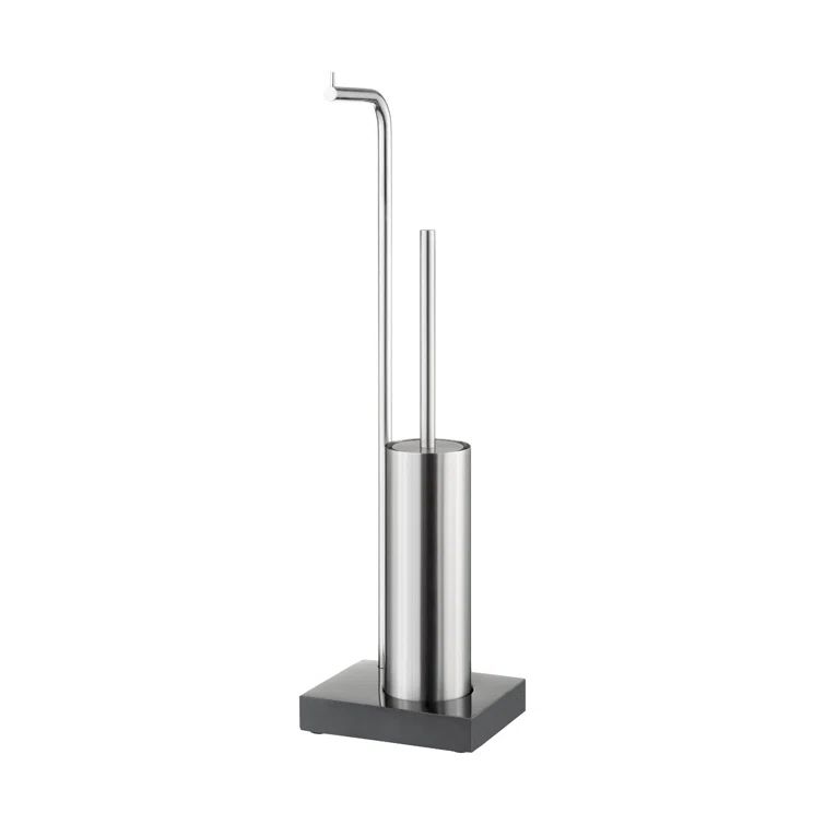 Brushed Stainless Steel Modern Toilet Brush and Holder Set