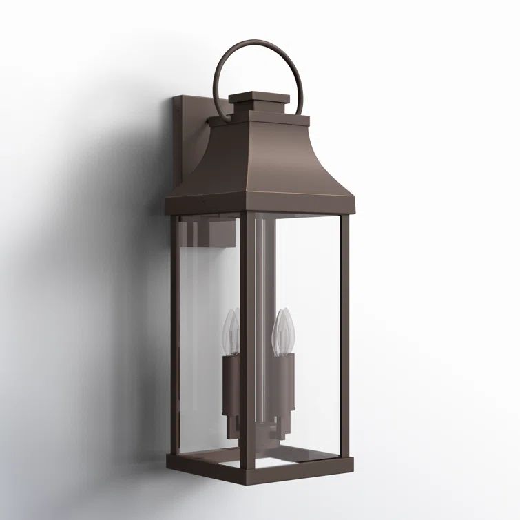 Bradford Oiled Bronze 4-Light Outdoor Wall Lantern with Clear Glass