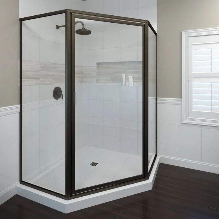 Deluxe Oil-Rubbed Bronze Framed Neo-Angle Shower Enclosure with Clear Glass
