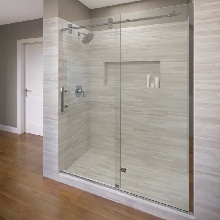 Vinesse Lux 59" x 76" Clear Glass Chrome Sliding Shower Door