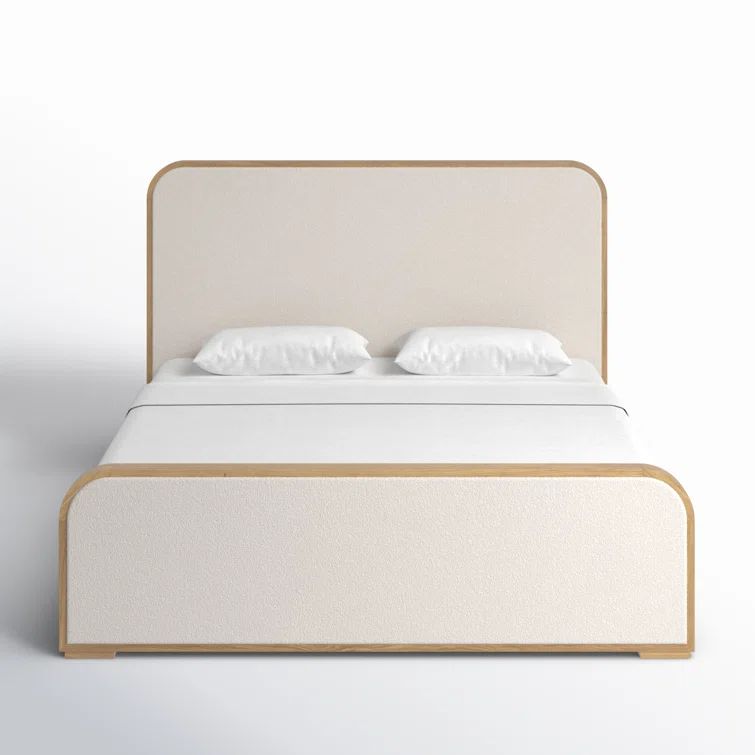 Canberra Ivory King Upholstered Bed with Wood Frame
