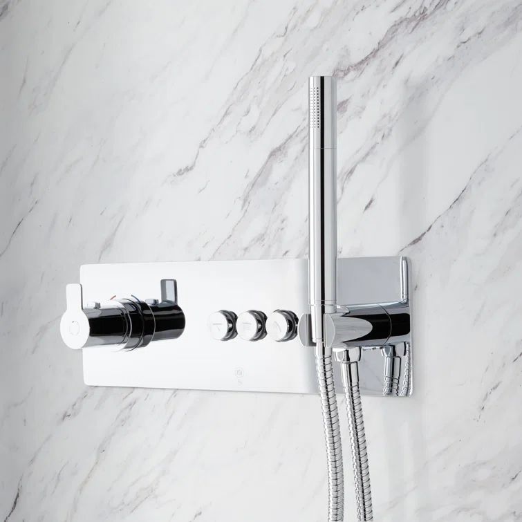 Chrome Dual-Function Thermostatic Shower System with Handheld
