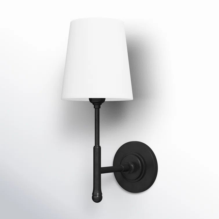 Aged Iron and White Linen 1-Light Dimmable Wall Sconce