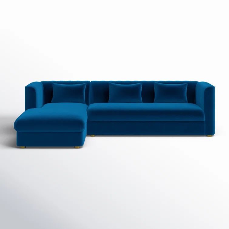 Navy Velvet Tufted Two-Piece Sectional Sofa