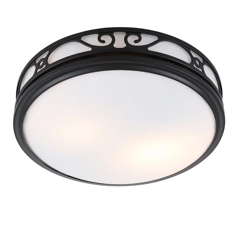 Matte Black Round LED Bathroom Ventilation Exhaust Fan with Frosted Glass