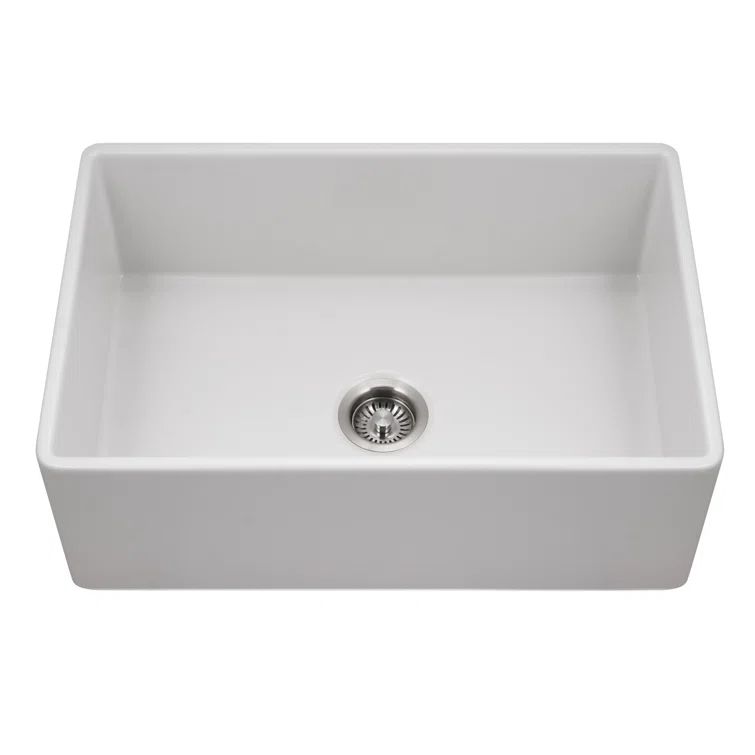 30" Matte White Fireclay Farmhouse Kitchen Sink