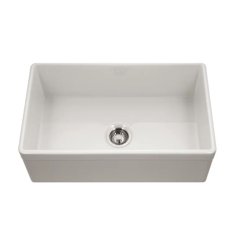 30'' White Fireclay Farmhouse Drop-In Kitchen Sink