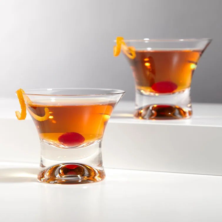 Viski Heavy Base Stemless Crystal Manhattan Glasses Set of 2
