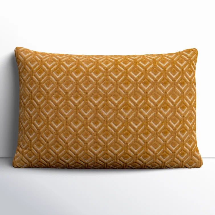 Gold Cotton Velvet Diamond Lattice Lumbar Pillow