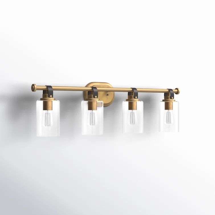 Halstead Heritage Brass 4-Light Vanity with Clear Glass Shades