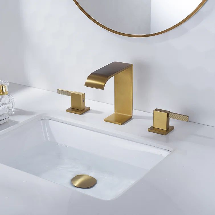 Brushed Gold Stainless Steel 8-Inch Widespread Bathroom Faucet