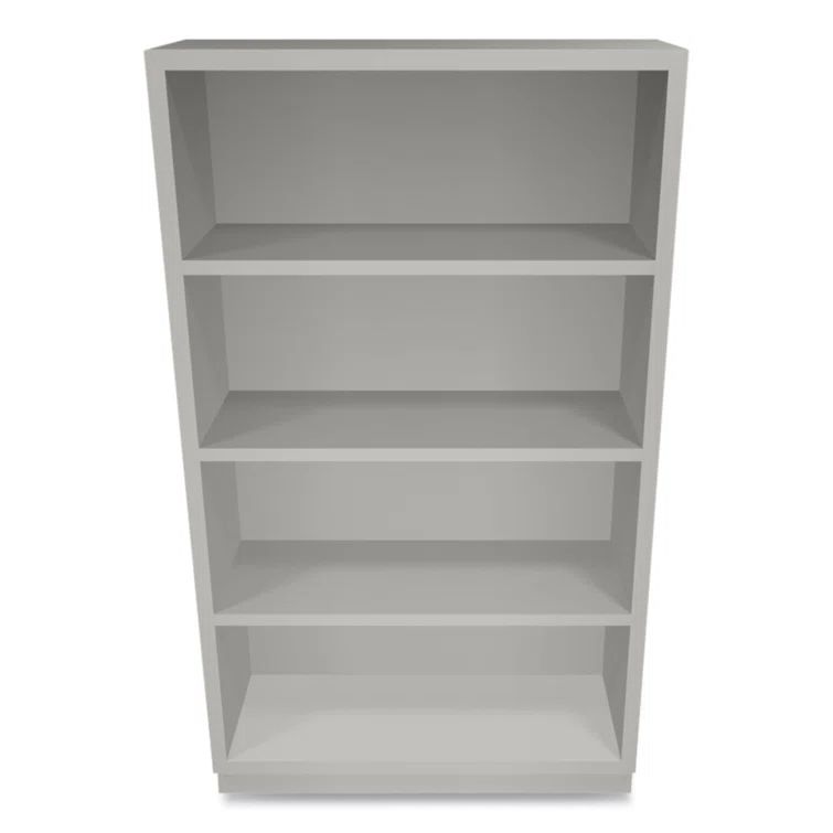 Adjustable Light Gray Metal Bookcase with Heavy-Duty Frame