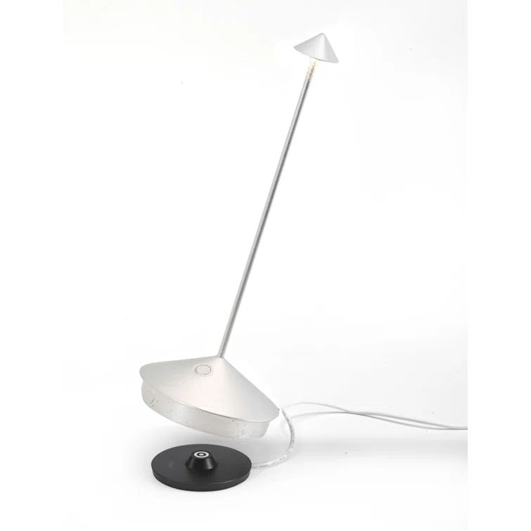 Silver Leaf Cordless Touch Table Lamp with Adjustable Brightness