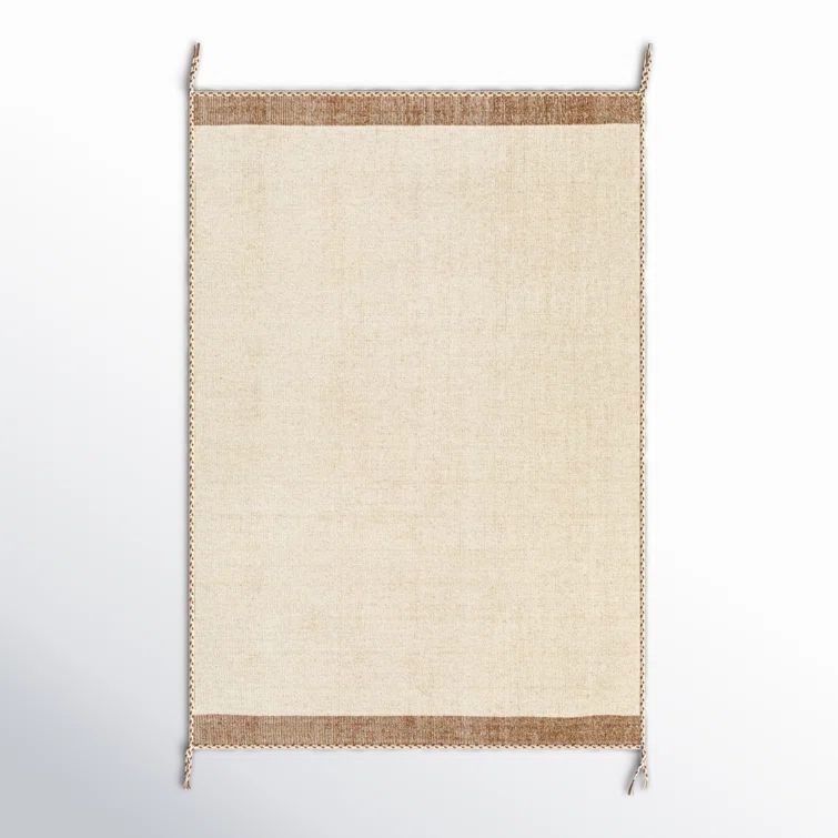 Handmade Beige Wool Flatweave 8' x 10' Rug