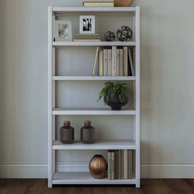 Greenport 72" Brushed White Solid Wood Bookcase