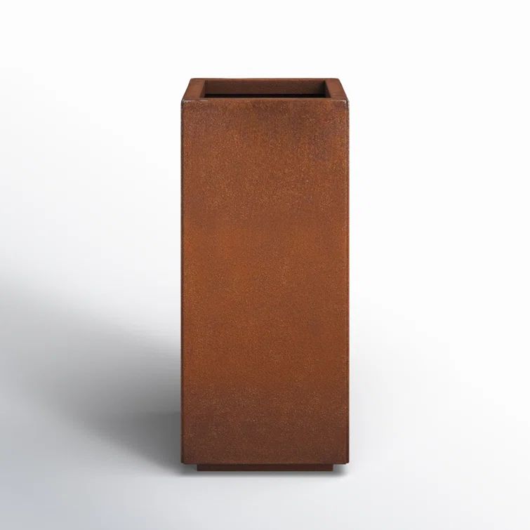 Elegant Corten Steel 24 Gallon Square Pedestal Planter