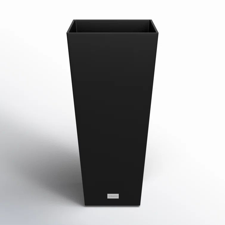 Sleek Midland Black Square Tapered Outdoor Planter, 30 in.