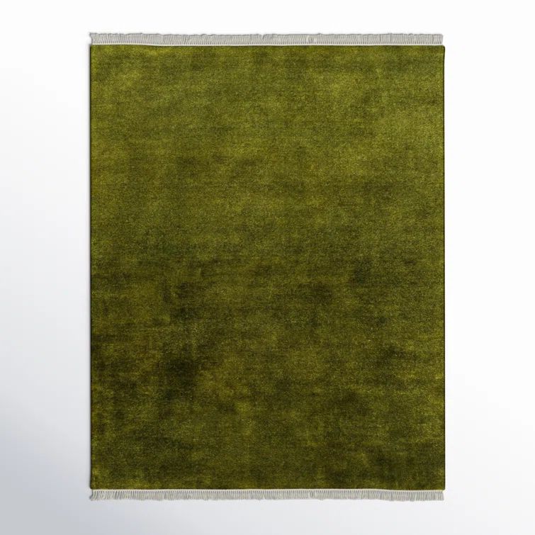 Handmade Dark Green Wool Rectangular 9' x 12' Rug