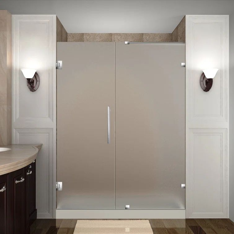 Nautis 56" x 72" Frosted Glass Frameless Hinged Shower Door