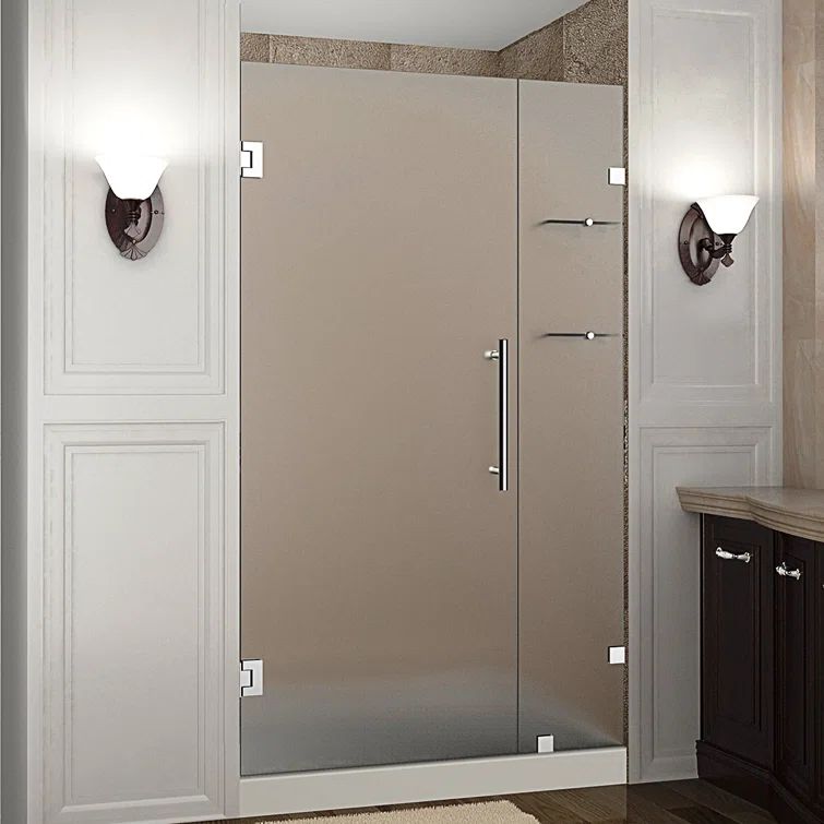 Nautis GS 76'' x 72'' Frameless Clear Tempered Glass Shower Door with Chrome Hardware