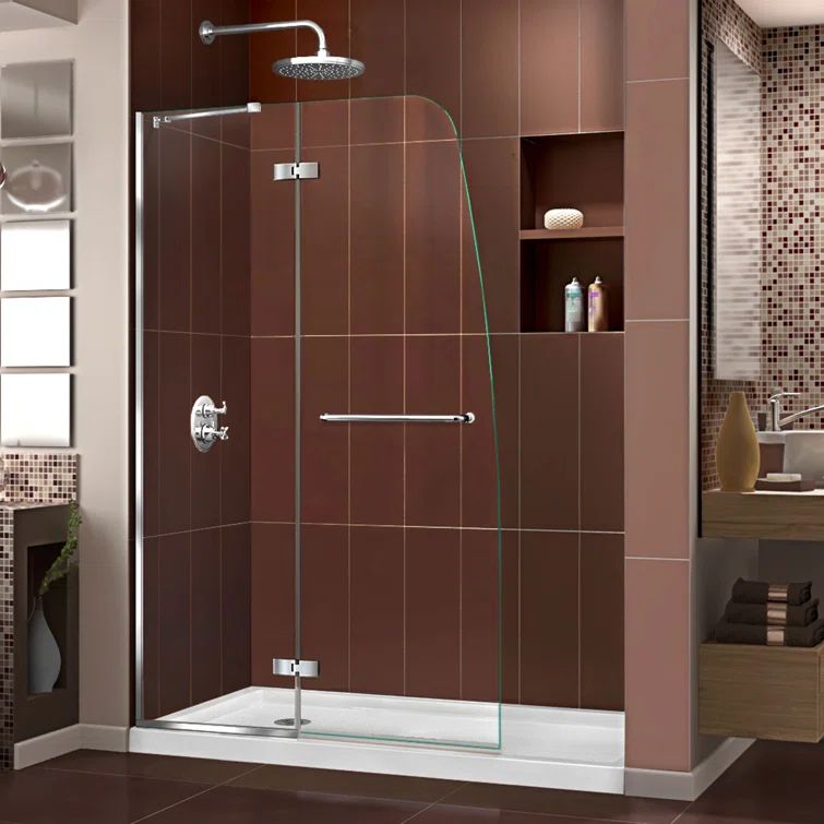 Aqua Ultra Frameless Clear Glass Shower Kit with Brushed Nickel Hardware