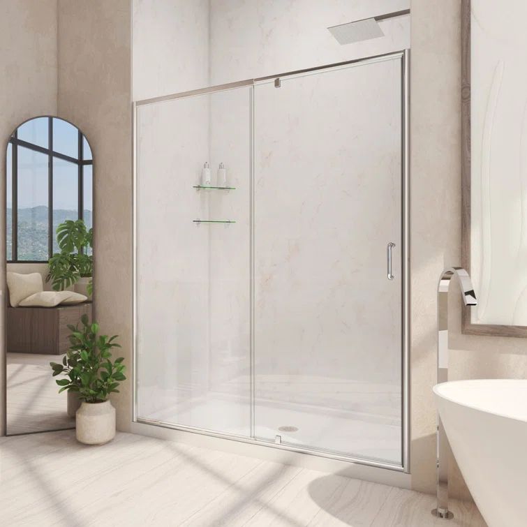 Flex 42" x 34" Brushed Nickel Semi-Frameless Pivot Shower Kit