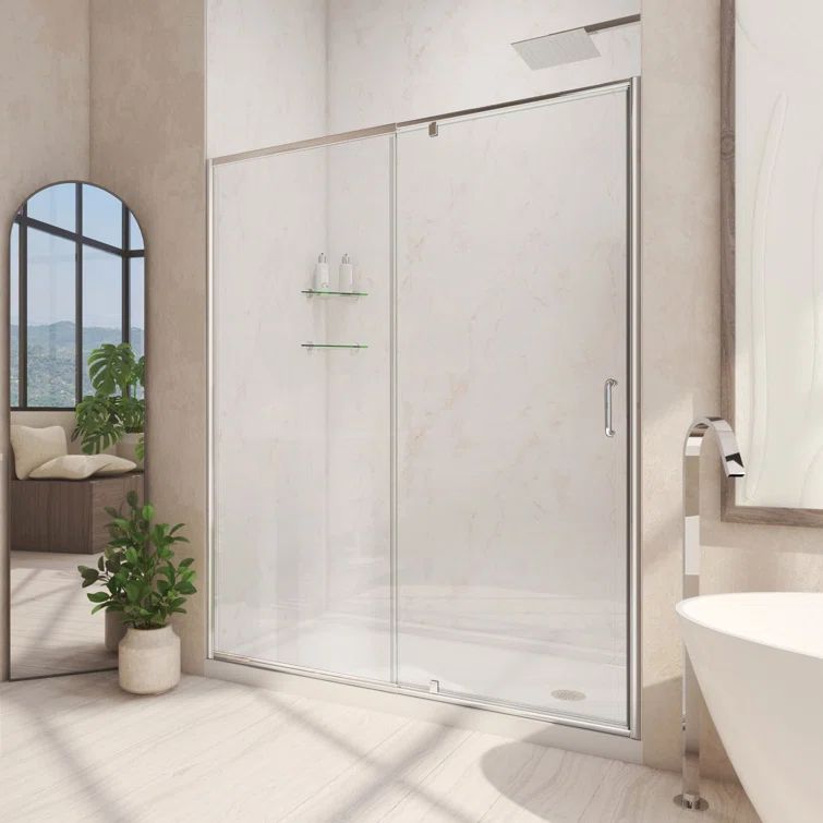 Flex 42" x 34" Semi-Frameless Clear Glass Pivot Shower Kit