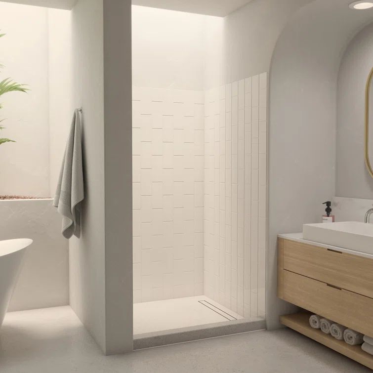 White Acrylic Corner Backwall Shower Kit