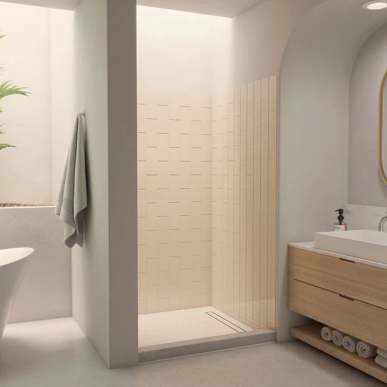 DreamLine Modern Biscuit Acrylic 41'' Corner Shower Backwall Kit