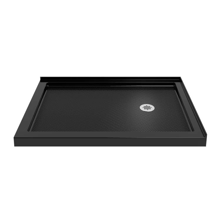SlimLine 48" x 34" Black Acrylic Double Threshold Shower Base
