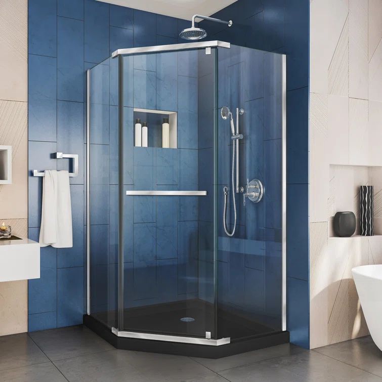 Prism 36" Satin Black Frameless Neo-Angle Shower Enclosure