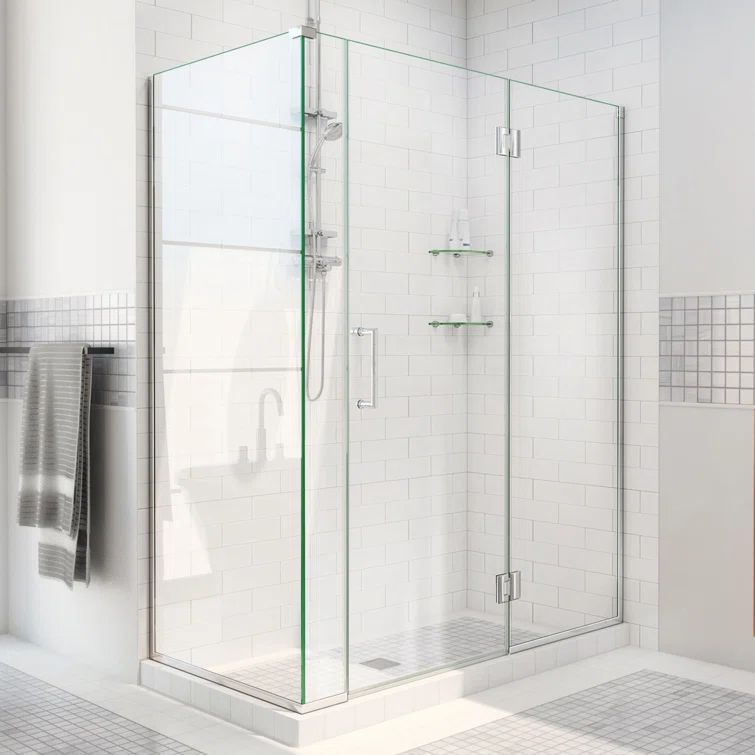 Unidoor-X 57.5" Frameless Clear Glass Hinged Shower Enclosure