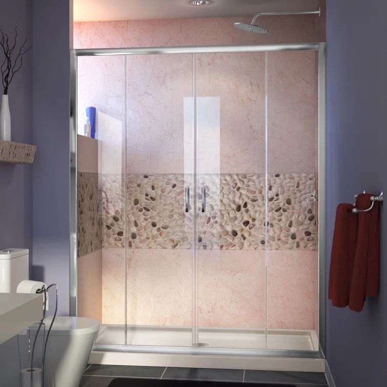 Visions 60" x 36" Frameless Clear Glass Shower Kit with Brushed Nickel Hardware